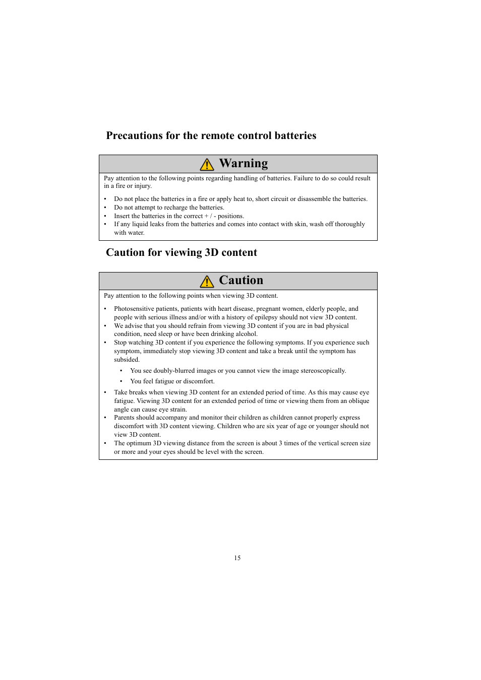 Warning, Caution | Canon LE-5W User Manual | Page 15 / 104