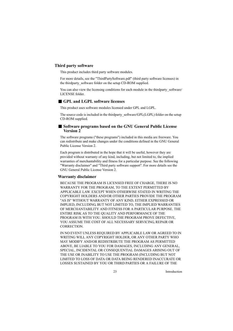 Third party software | Canon LE-5W User Manual | Page 23 / 104