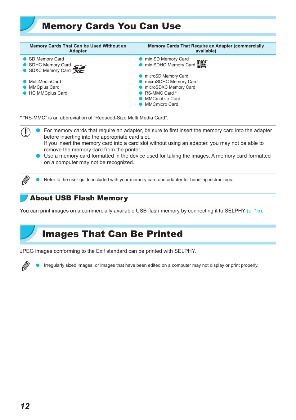 Images that can be printed | Canon SELPHY CP900 User Manual | Page 13 / 514