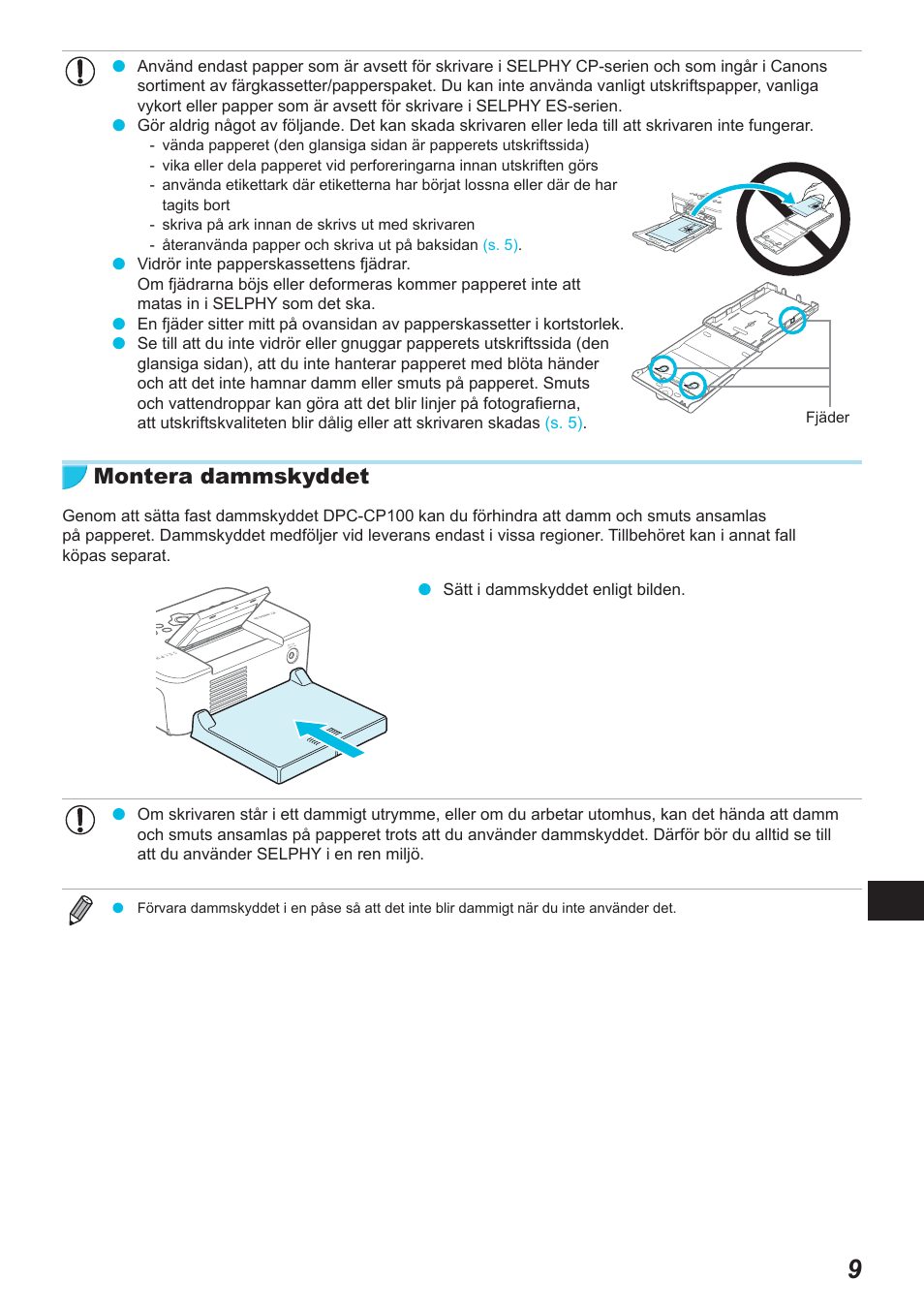 Montera dammskyddet | Canon SELPHY CP900 User Manual | Page 458 / 514