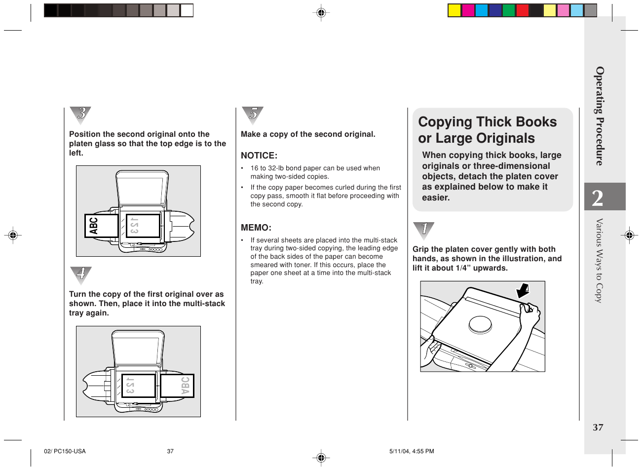 Copying thick books or large originals | Canon PC170 User Manual | Page 39 / 60