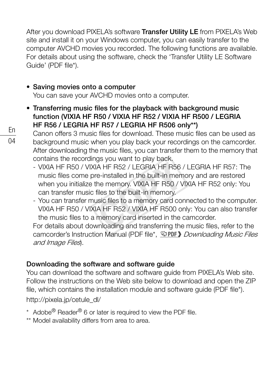 Cop y | Canon VIXIA HF R52 User Manual | Page 4 / 18