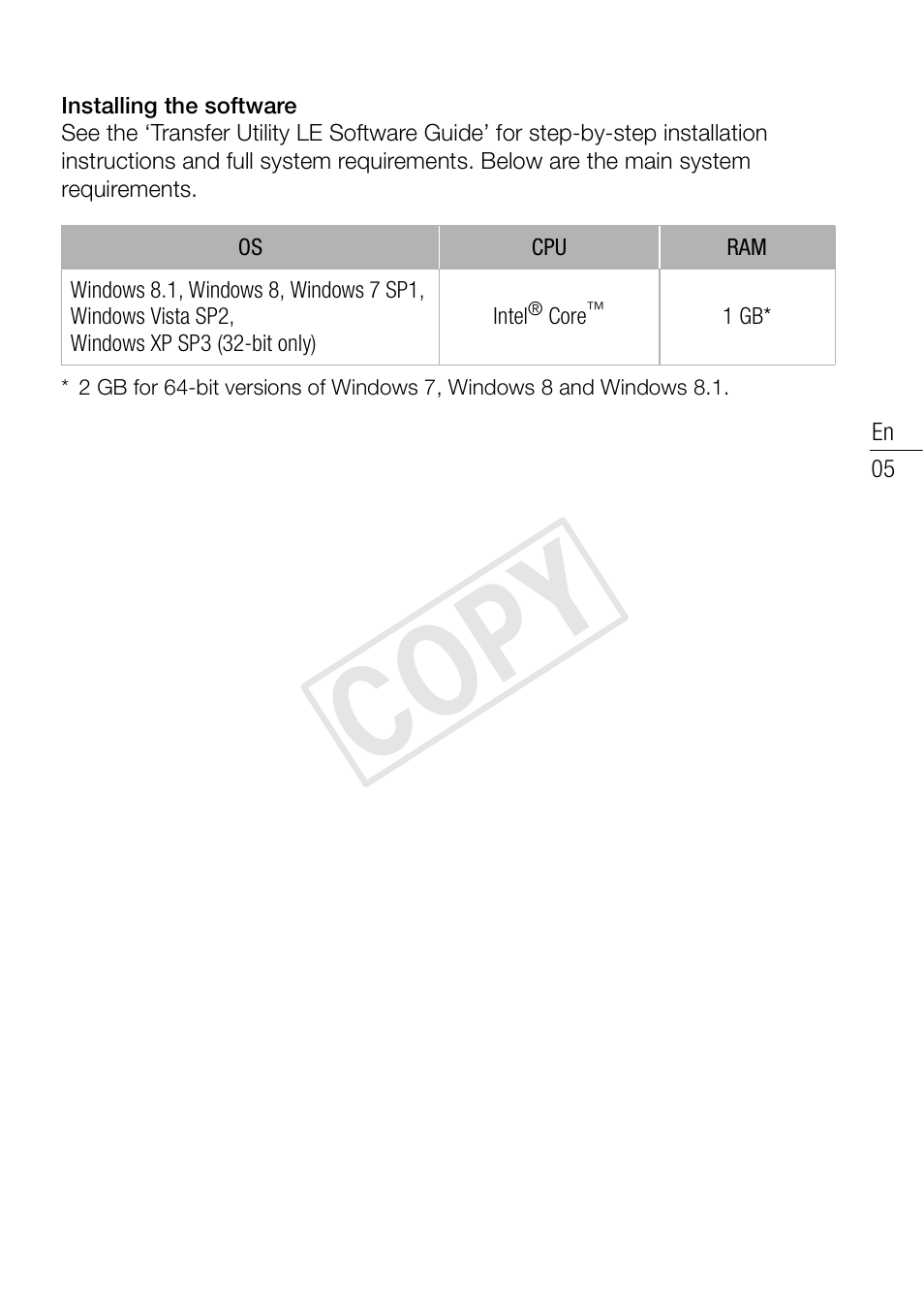 Cop y | Canon VIXIA HF R52 User Manual | Page 5 / 18