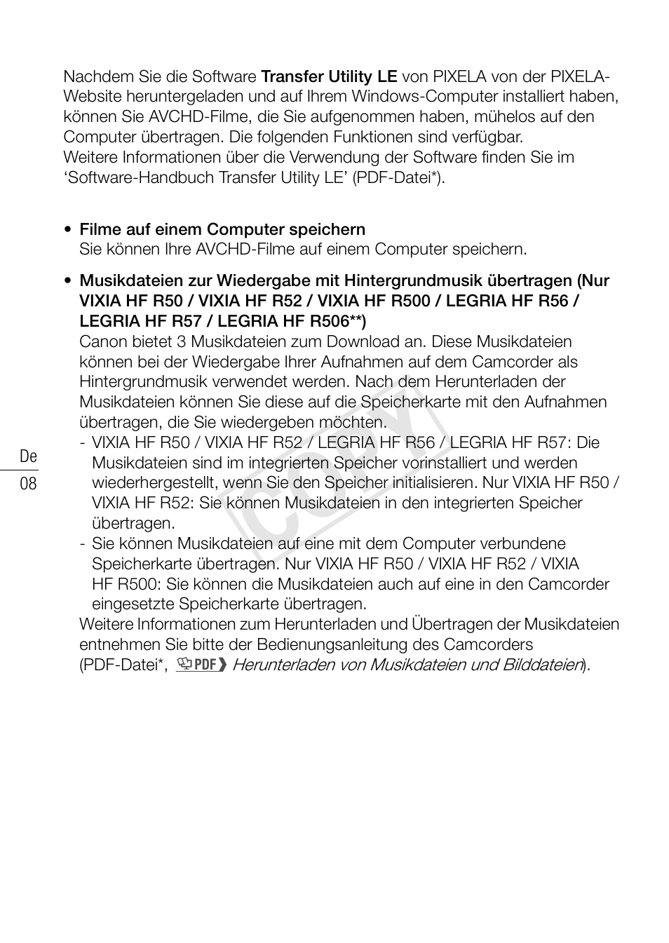 Cop y | Canon VIXIA HF R52 User Manual | Page 8 / 18