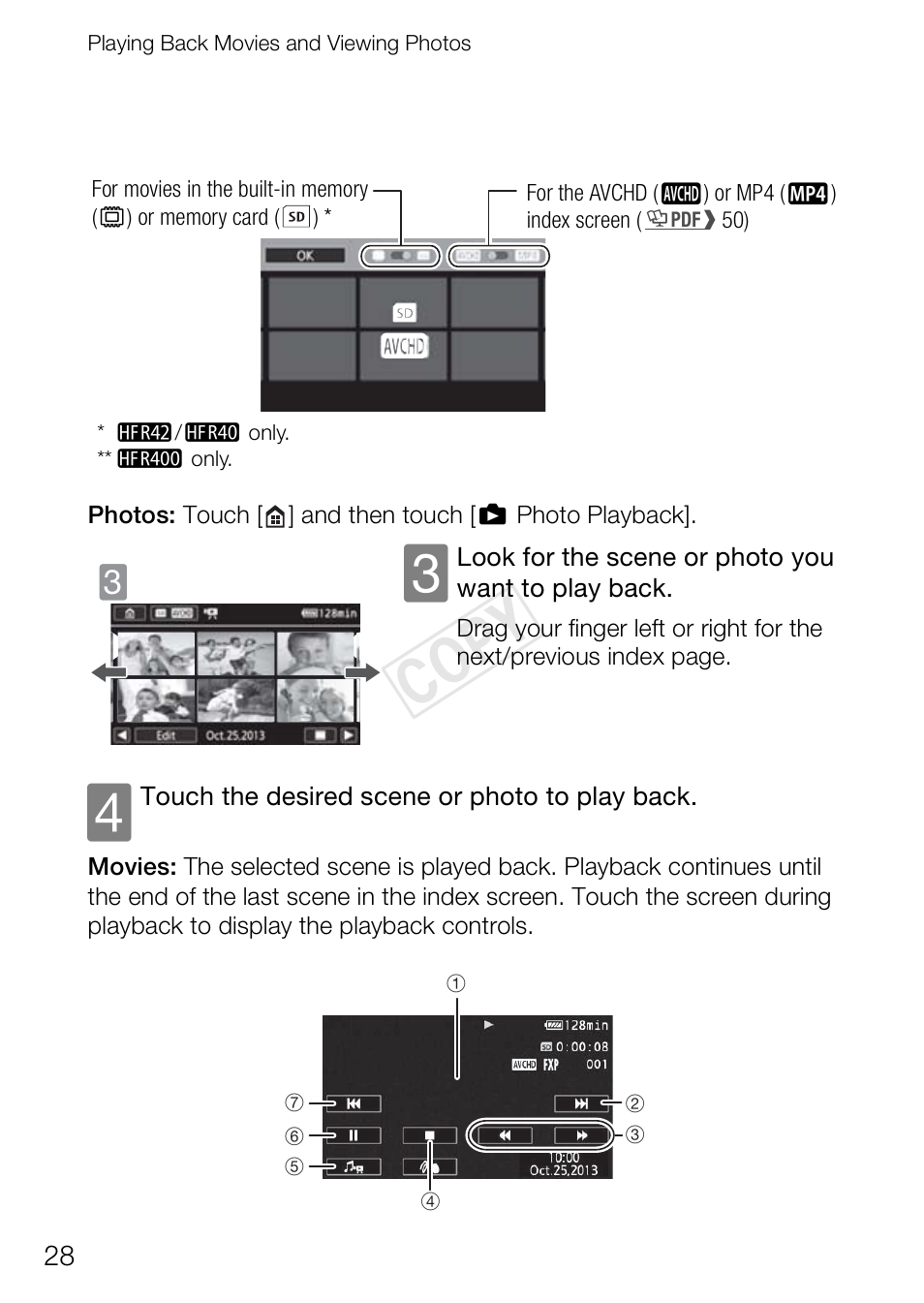 Cop y | Canon VIXIA HF R400 User Manual | Page 28 / 37