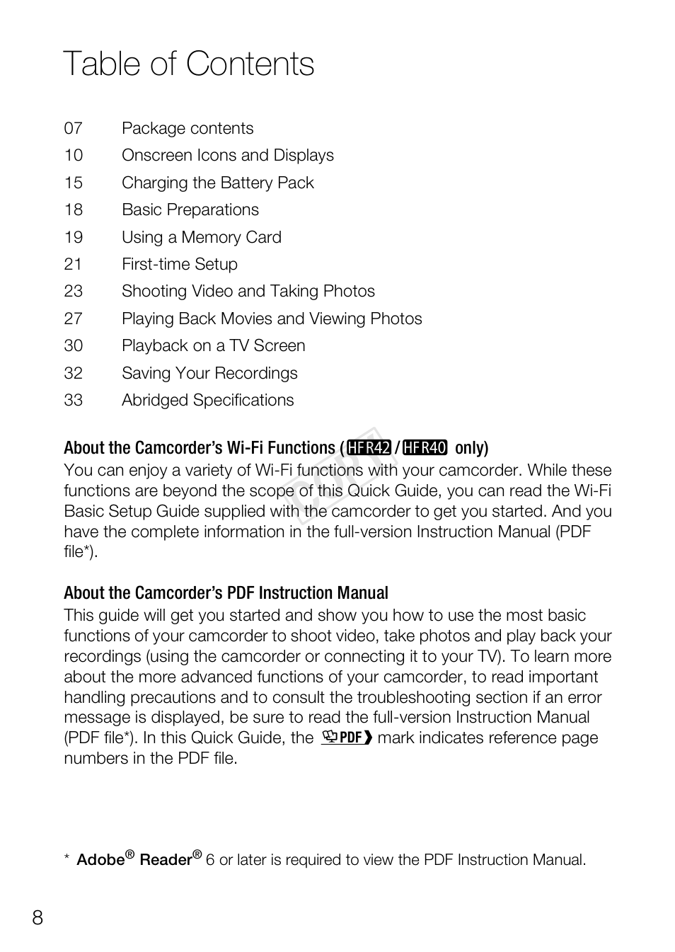 Canon VIXIA HF R400 User Manual | Page 8 / 37