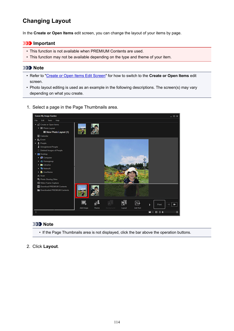 Changing layout | Canon PIXMA Pro9000 Mark II User Manual | Page 114 / 303
