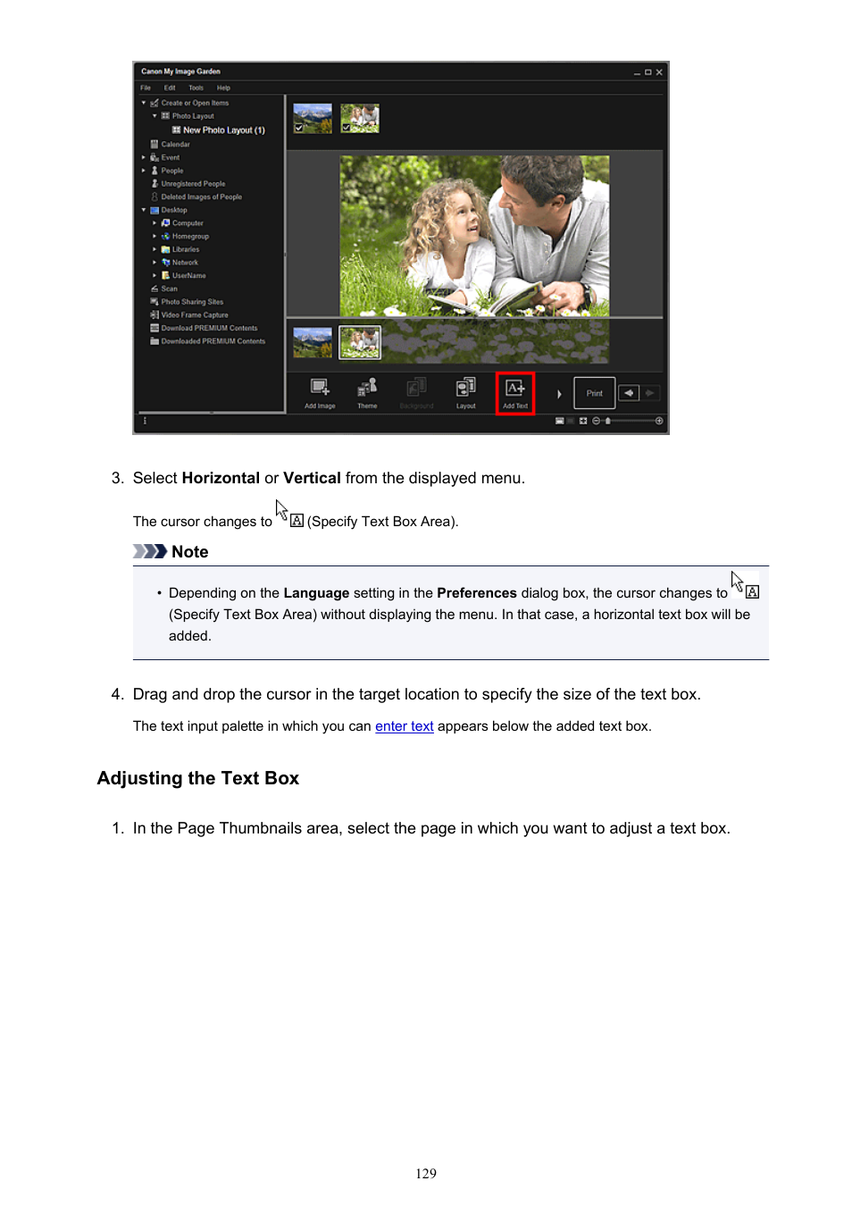 Adjusting the text box | Canon PIXMA Pro9000 Mark II User Manual | Page 129 / 303