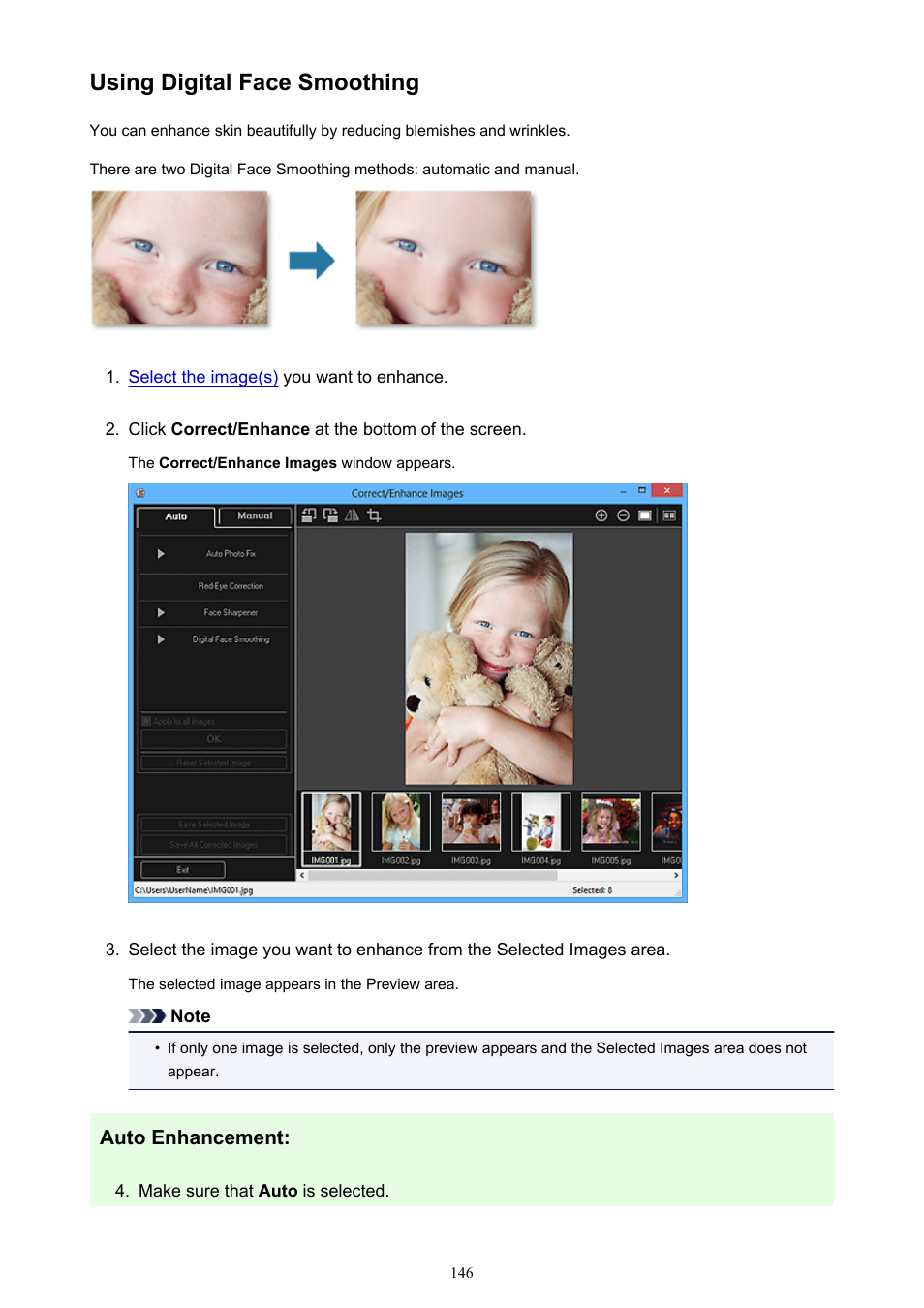 Using digital face smoothing | Canon PIXMA Pro9000 Mark II User Manual | Page 146 / 303