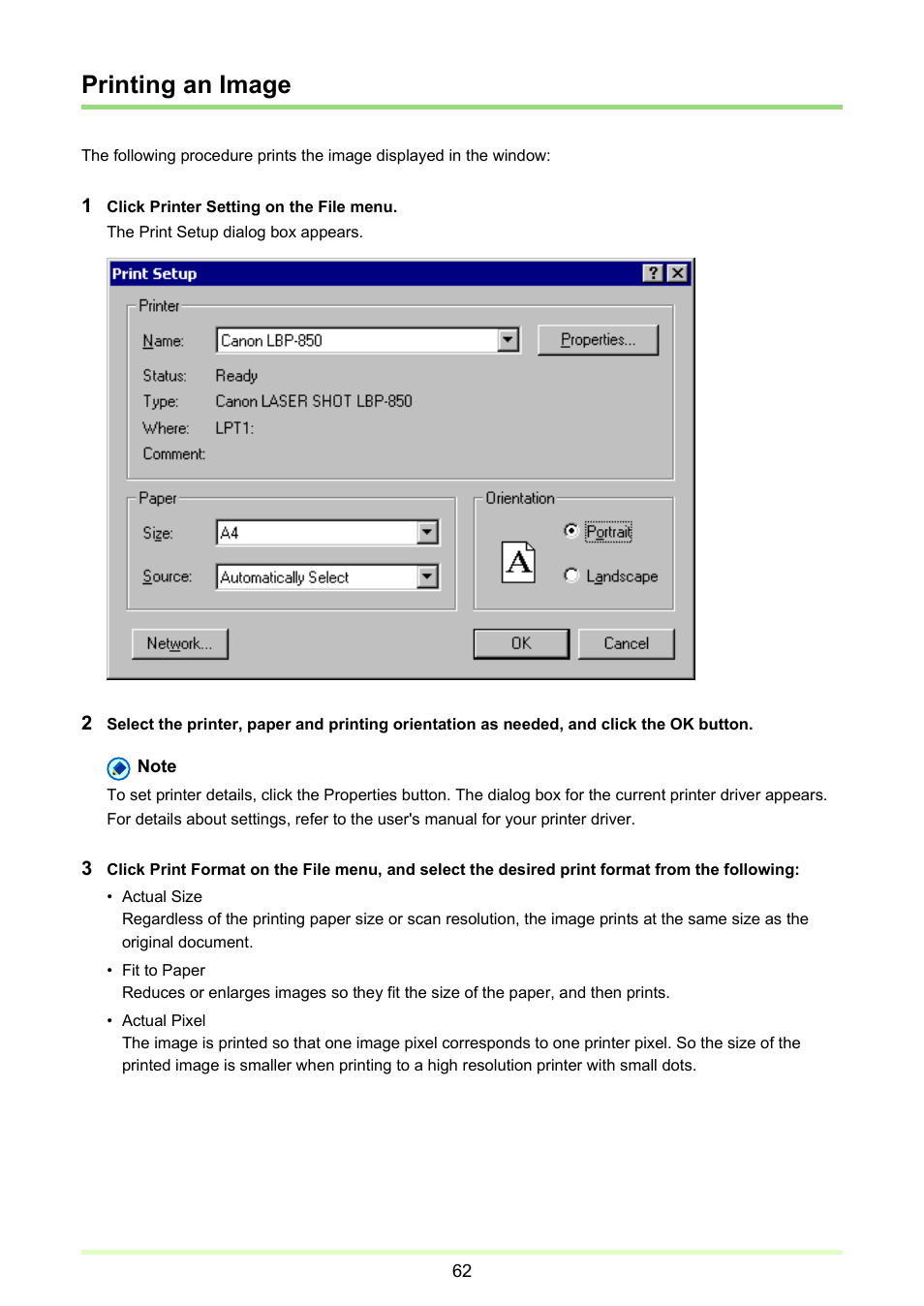 Printing an image, P. 62) | Canon imageFORMULA DR-2020U Universal Workgroup Scanner User Manual | Page 62 / 73