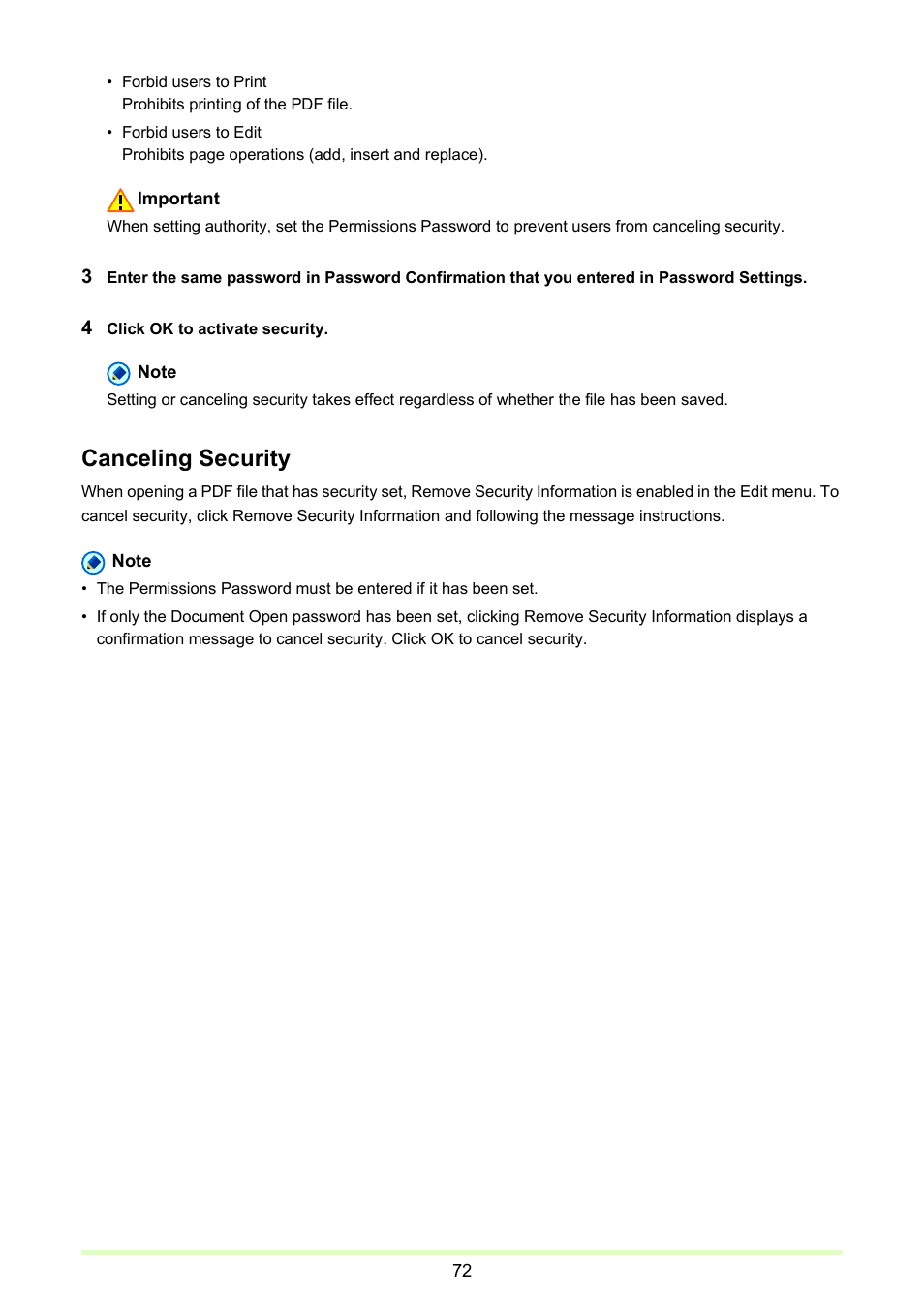 Canceling security, P. 72) | Canon imageFORMULA DR-2020U Universal Workgroup Scanner User Manual | Page 72 / 73