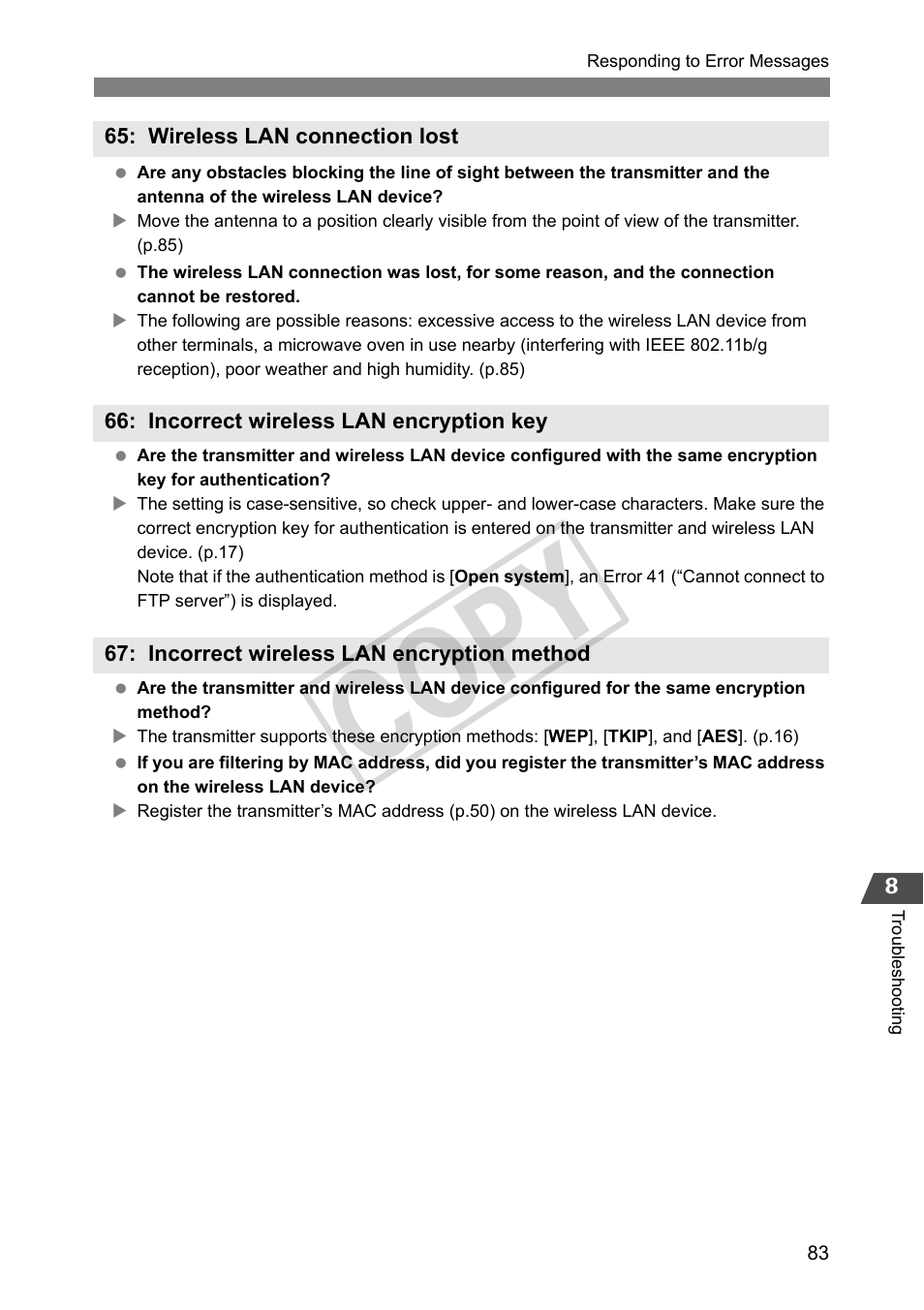 P.83, Cop y | Canon Wireless File Transmitter WFT-E2 II A User Manual | Page 83 / 100