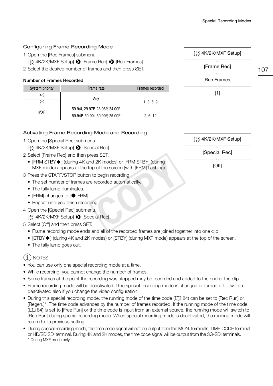 Cop y | Canon EOS C500 User Manual | Page 107 / 210