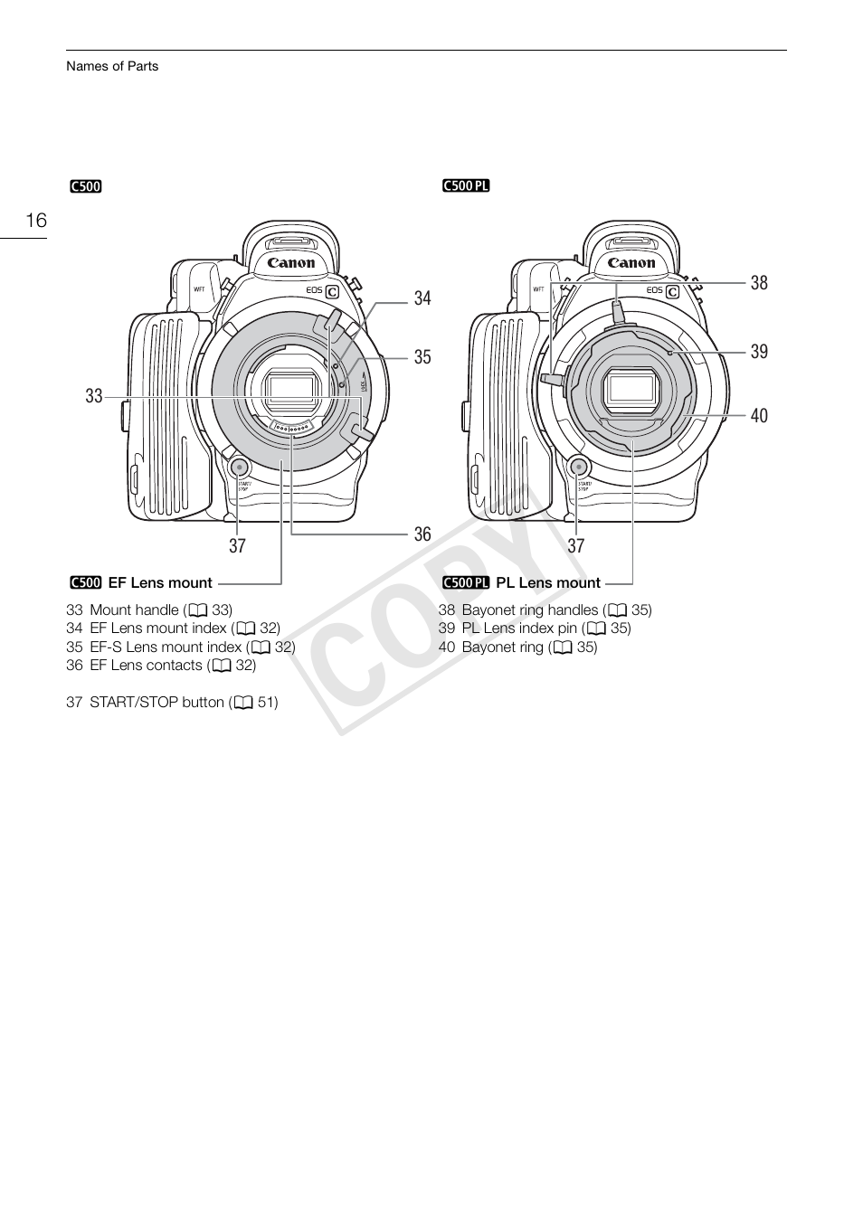 Cop y | Canon EOS C500 User Manual | Page 16 / 210