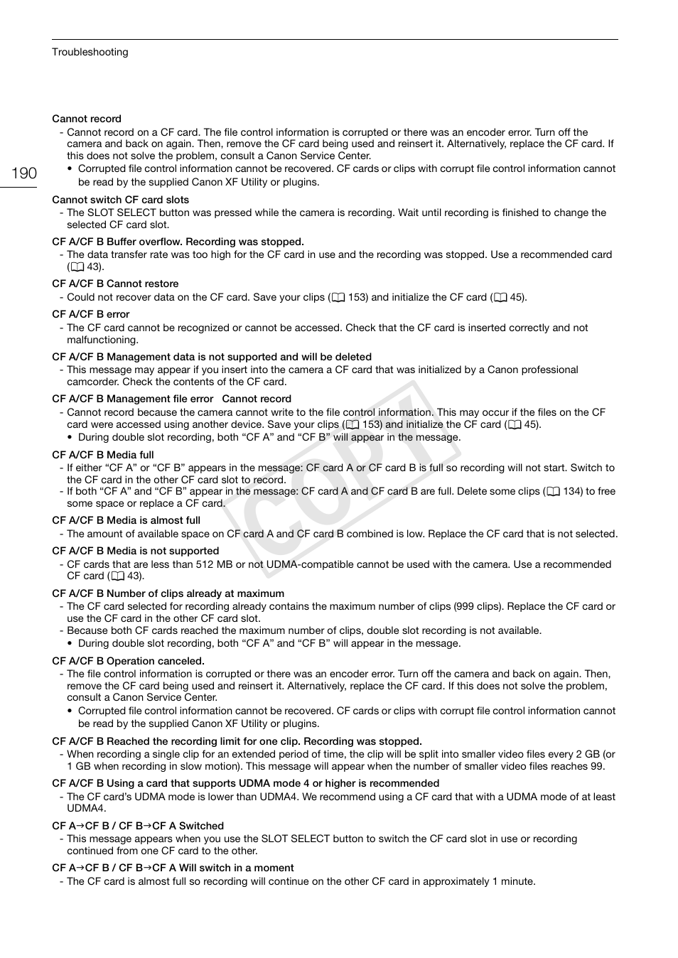 Cop y | Canon EOS C500 User Manual | Page 190 / 210