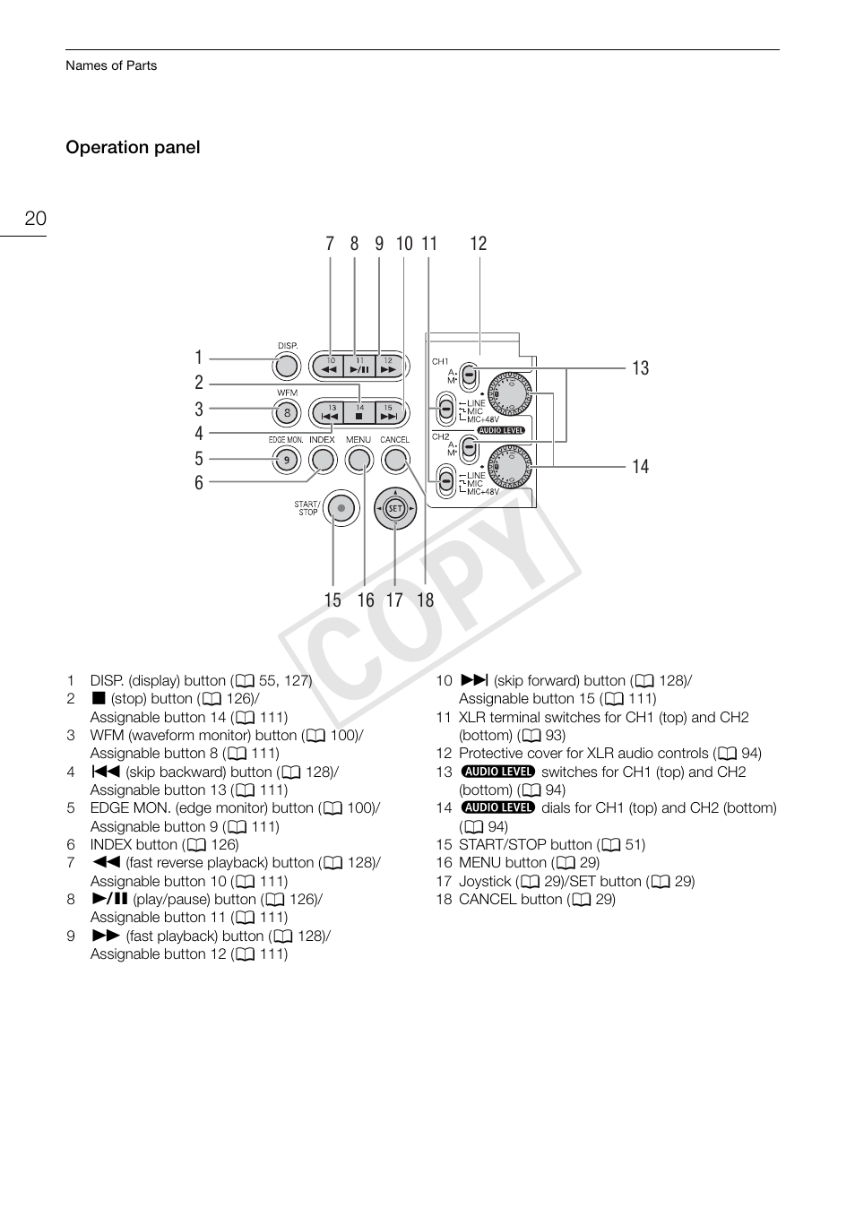 Cop y | Canon EOS C500 User Manual | Page 20 / 210
