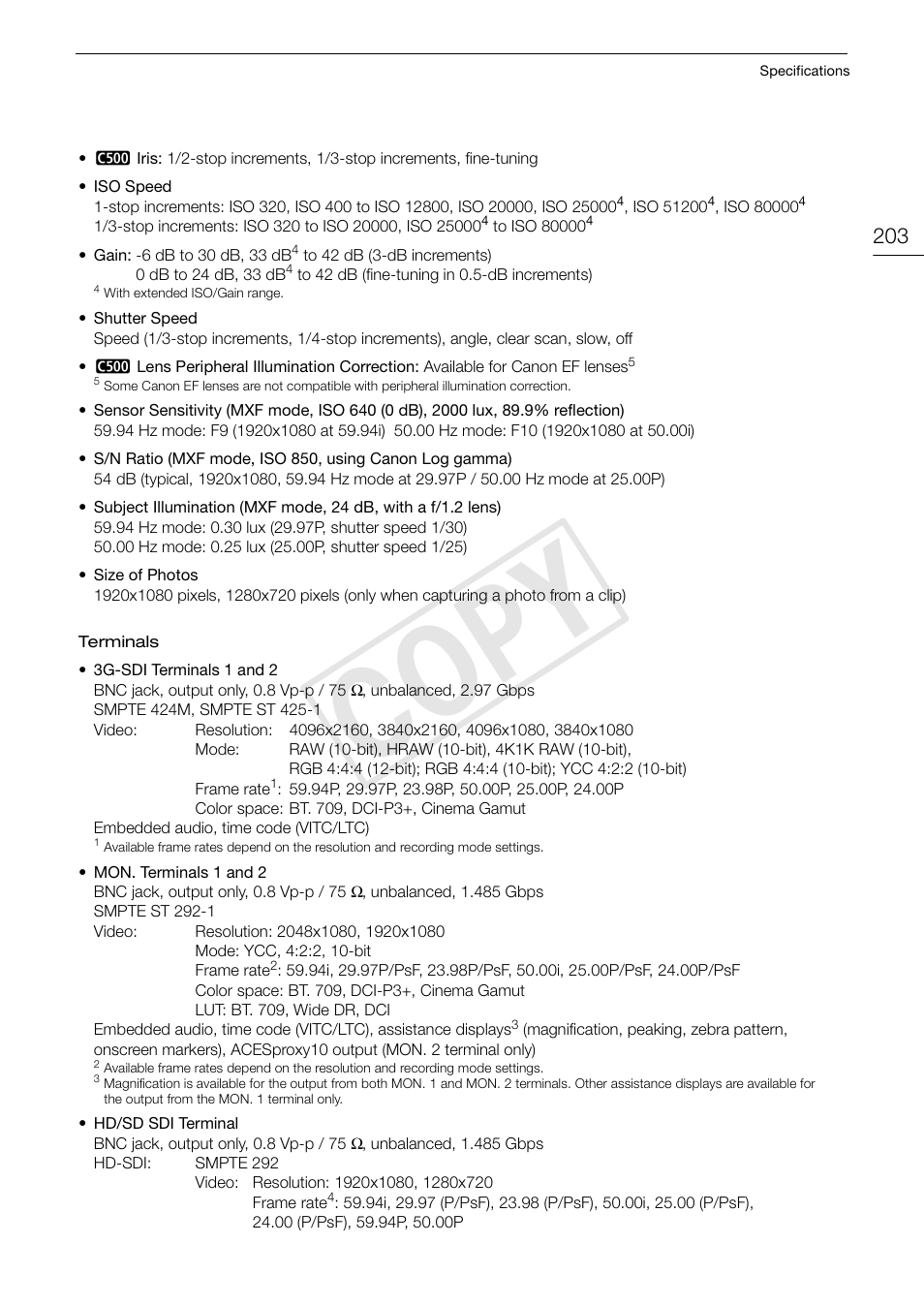 Cop y | Canon EOS C500 User Manual | Page 203 / 210