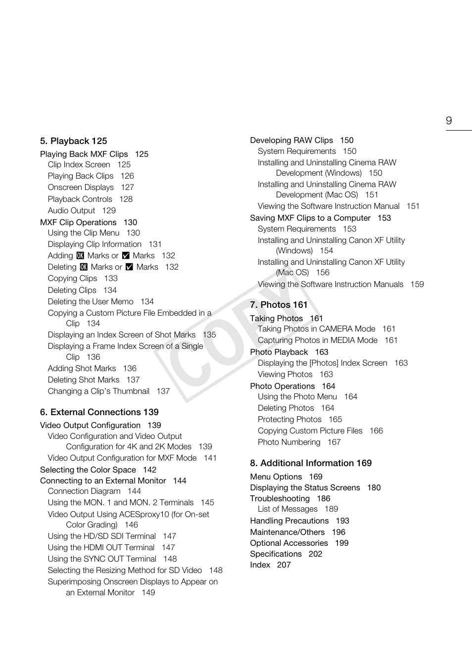 Cop y | Canon EOS C500 User Manual | Page 9 / 210
