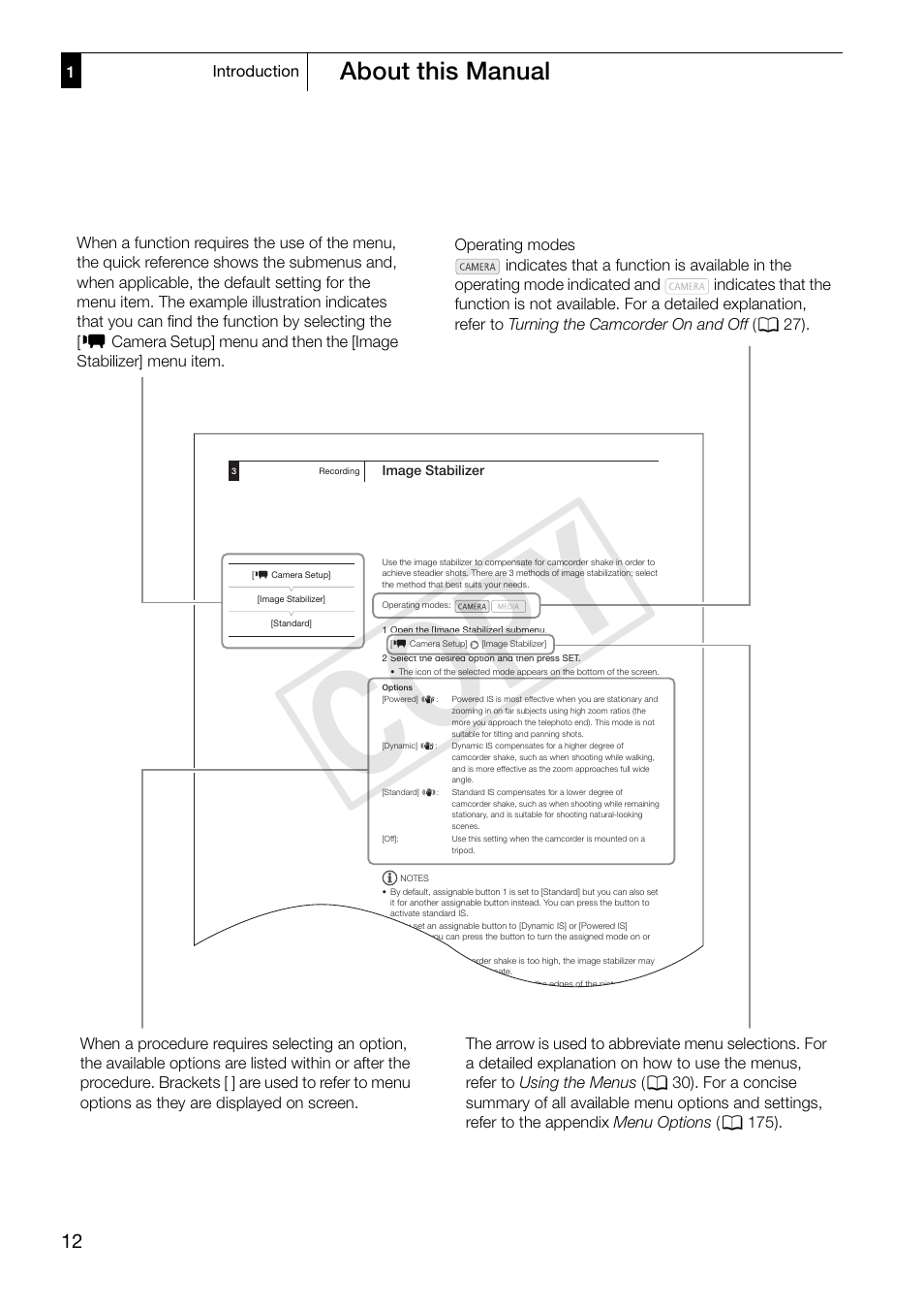 Cop y, About this manual | Canon XF305 User Manual | Page 12 / 217