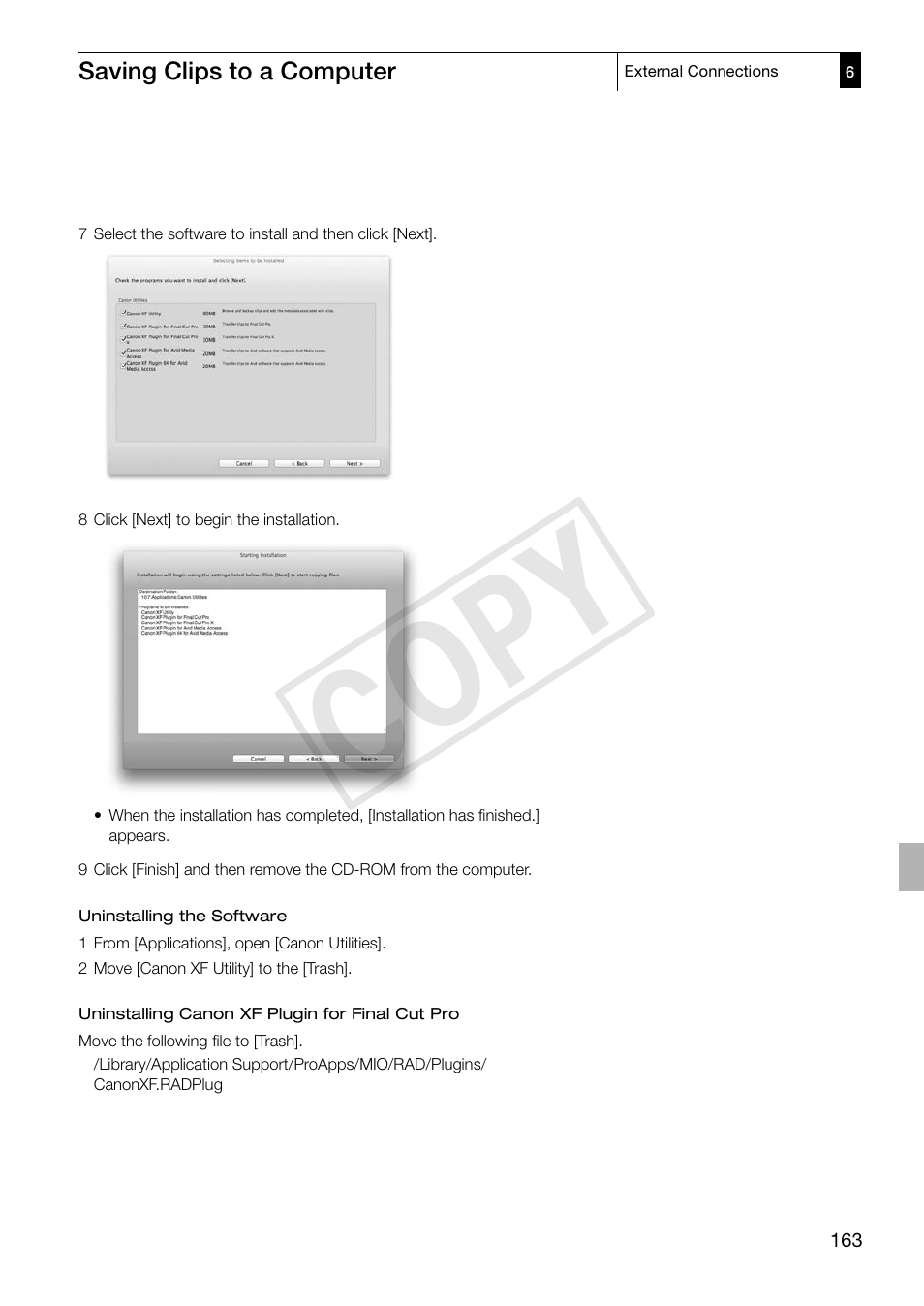 Cop y | Canon XF305 User Manual | Page 163 / 217