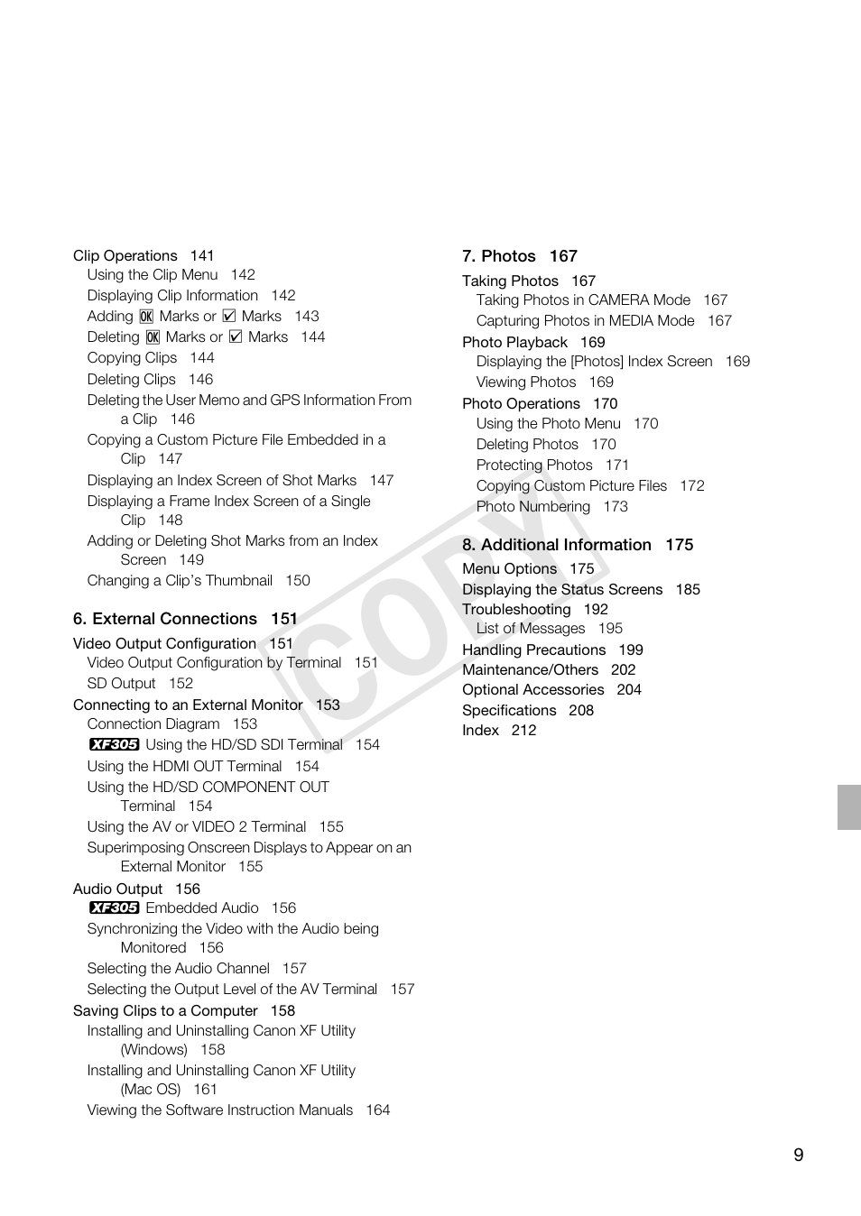 C op y | Canon XF305 User Manual | Page 9 / 217