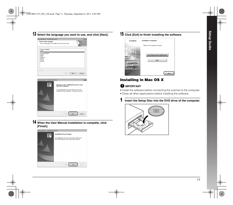 Canon imageFORMULA DR-C125 Document Scanner User Manual | Page 11 / 68