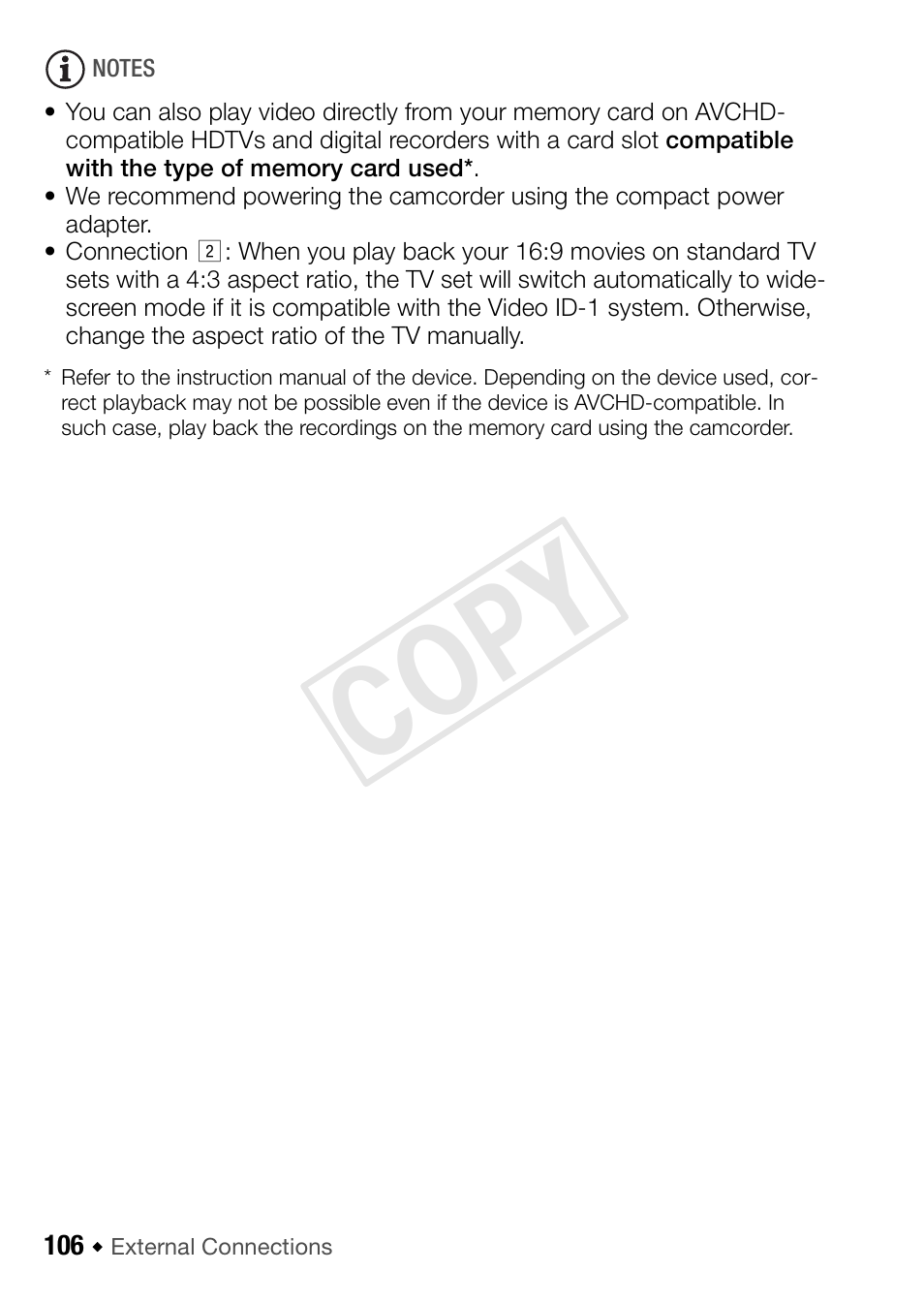 Cop y | Canon VIXIA HF R42 User Manual | Page 106 / 197