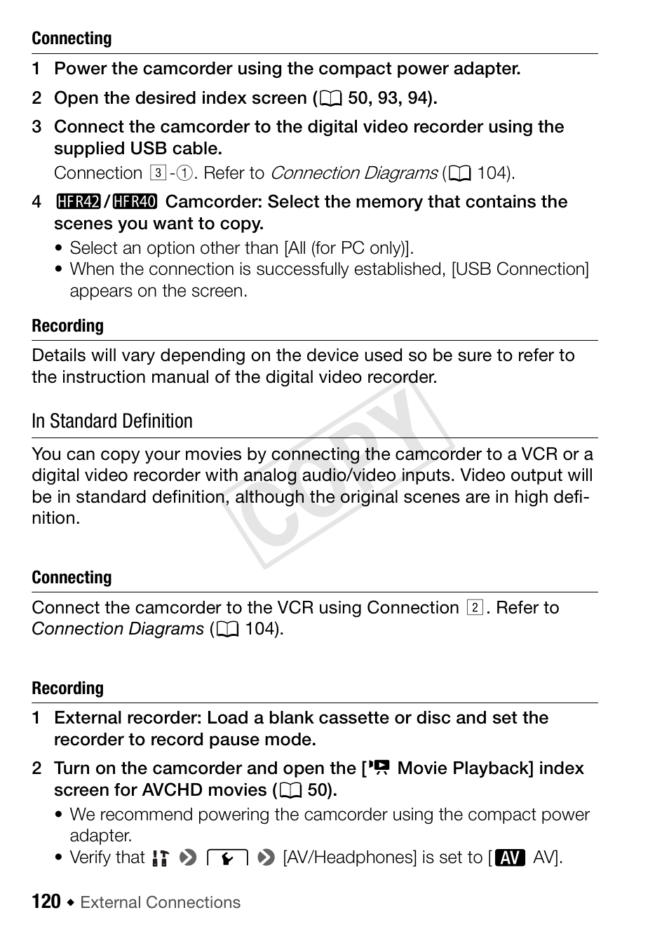 Cop y | Canon VIXIA HF R42 User Manual | Page 120 / 197