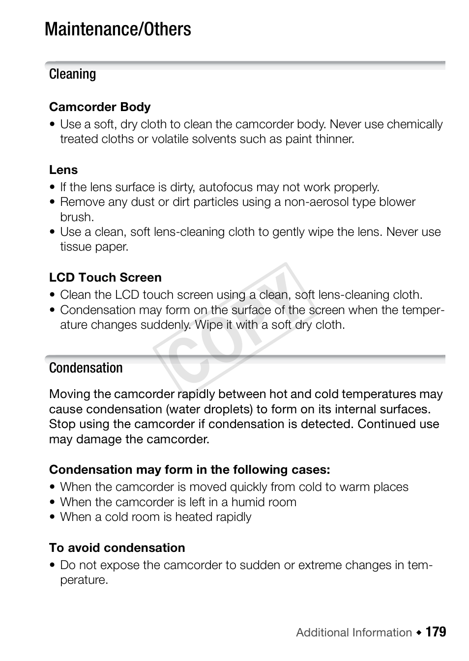 Maintenance/others, 179). n, Cop y | Canon VIXIA HF R42 User Manual | Page 179 / 197