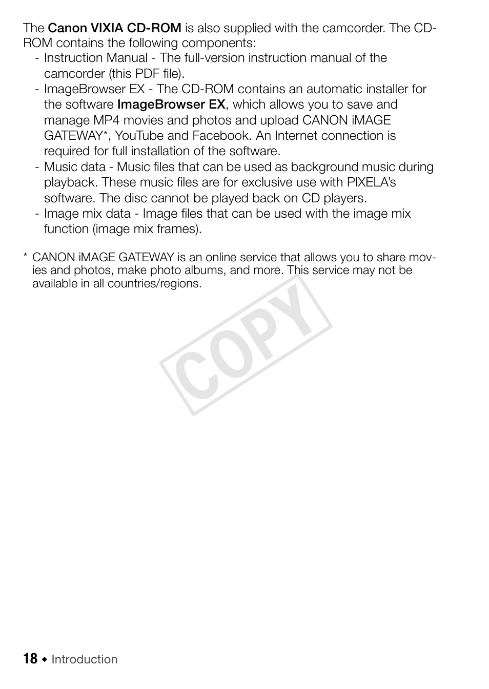 Cop y | Canon VIXIA HF R42 User Manual | Page 18 / 197