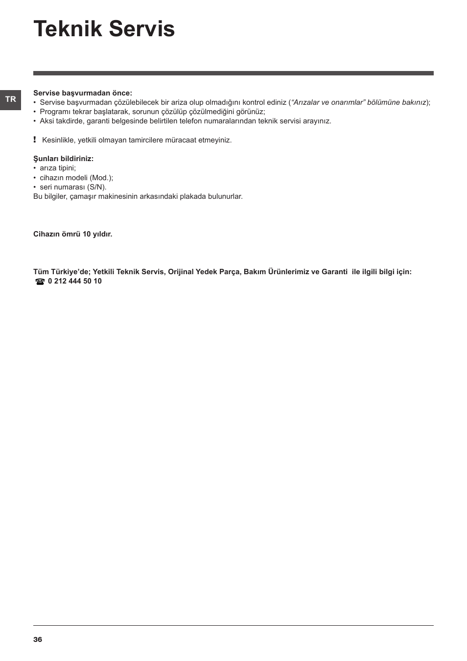 Teknik servis | Hotpoint Ariston WDD 10760 User Manual | Page 36 / 48