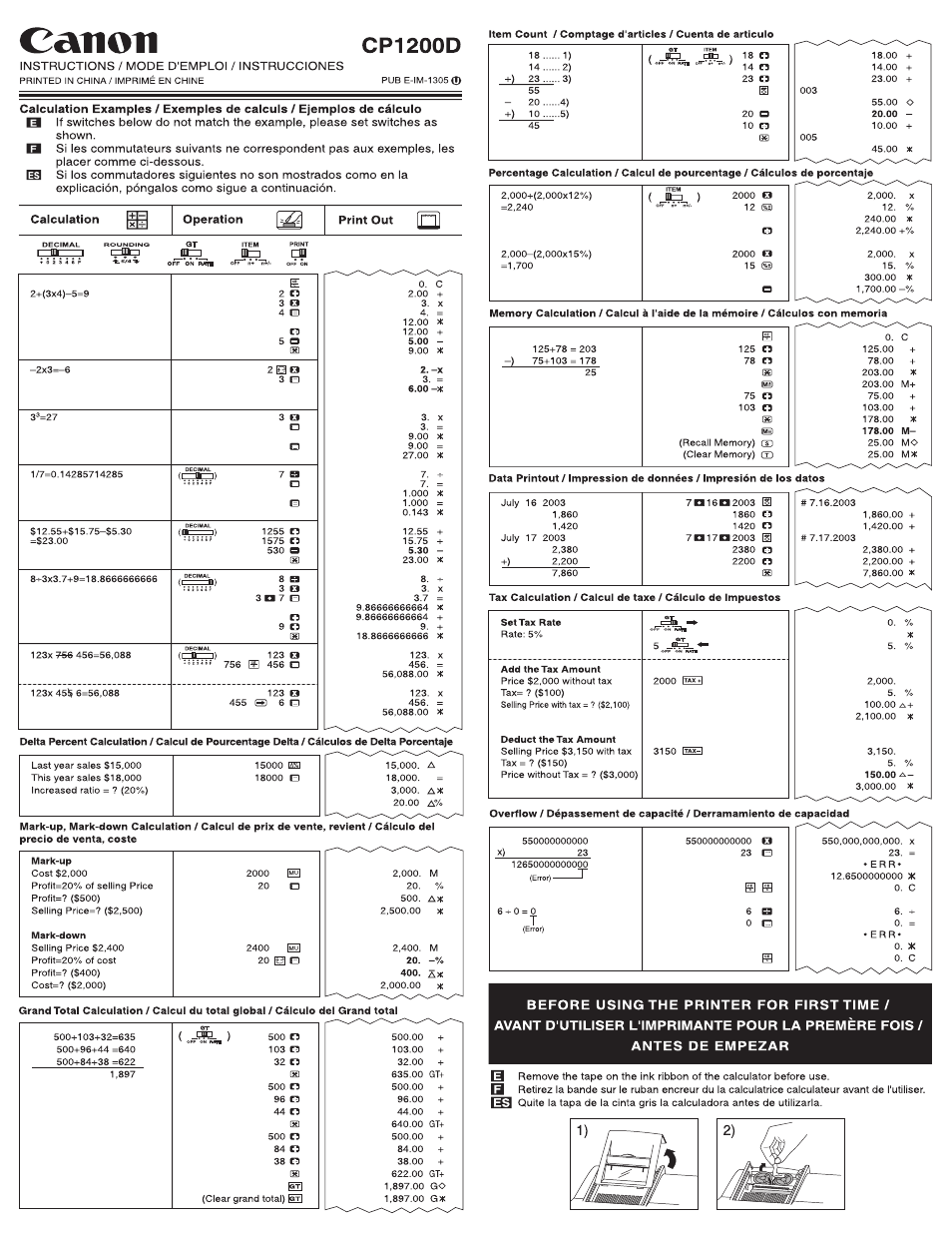 Canon CP1200-D User Manual | 4 pages