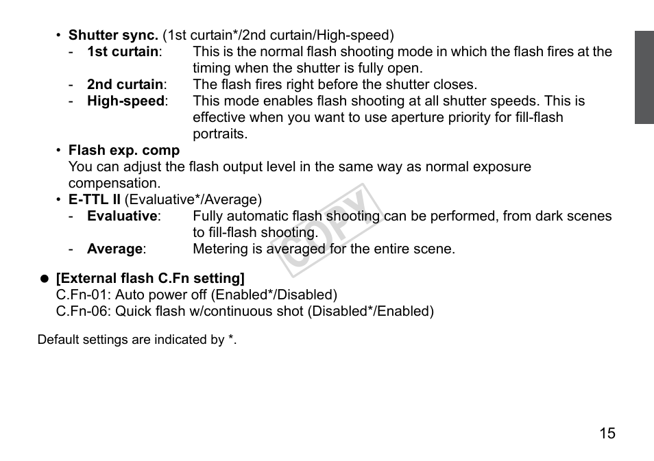 Cop y | Canon Speedlite 270EX User Manual | Page 17 / 76