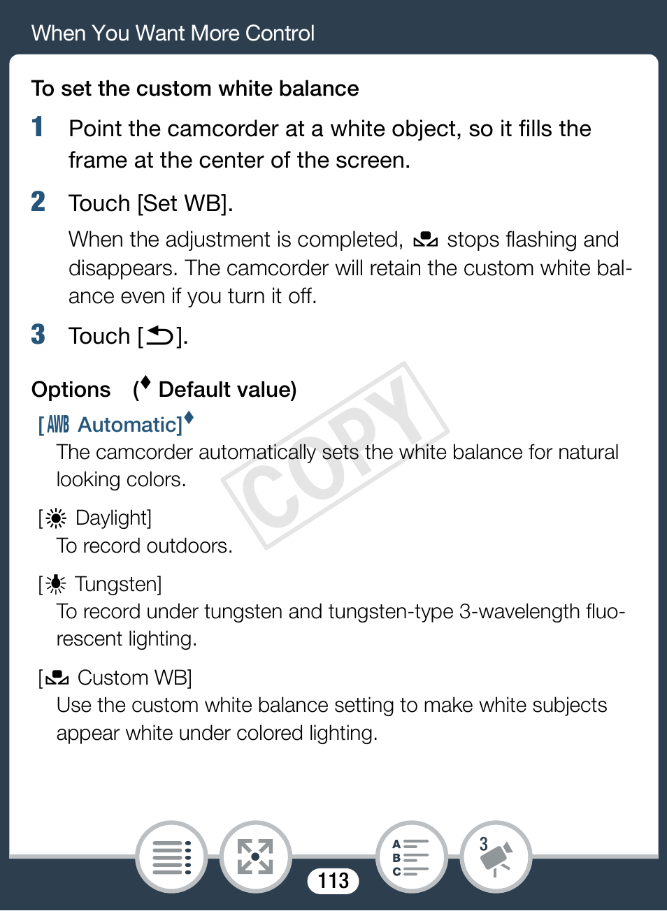 Cop y | Canon VIXIA mini User Manual | Page 113 / 253