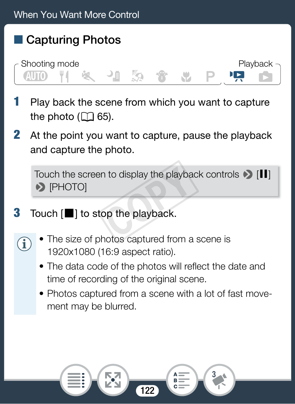 Cop y | Canon VIXIA mini User Manual | Page 122 / 253