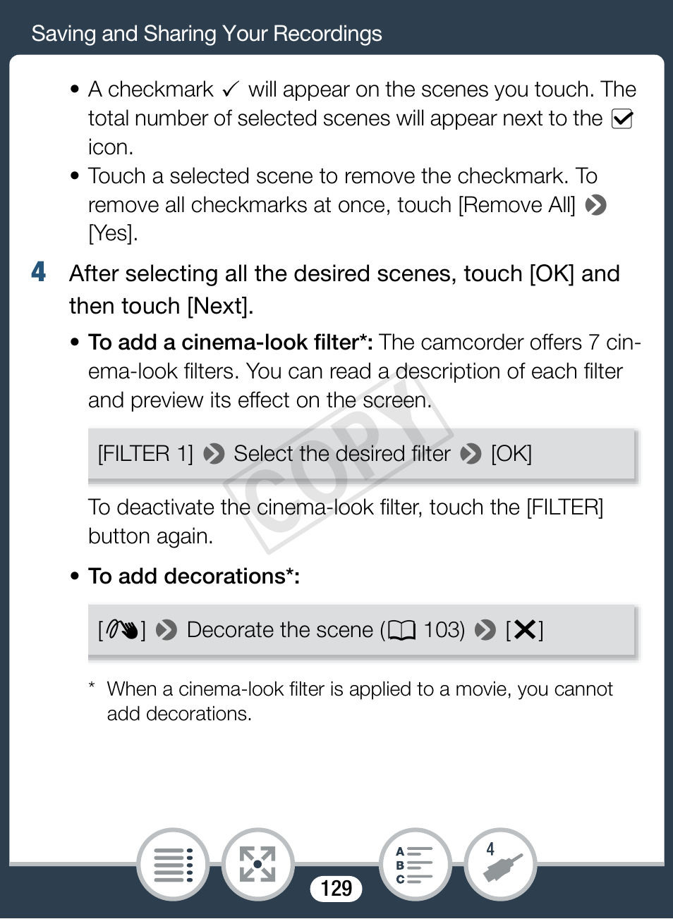 Cop y | Canon VIXIA mini User Manual | Page 129 / 253