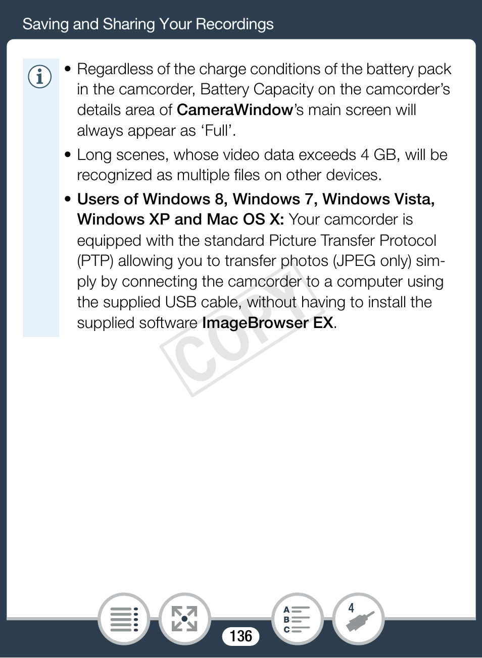 Cop y | Canon VIXIA mini User Manual | Page 136 / 253