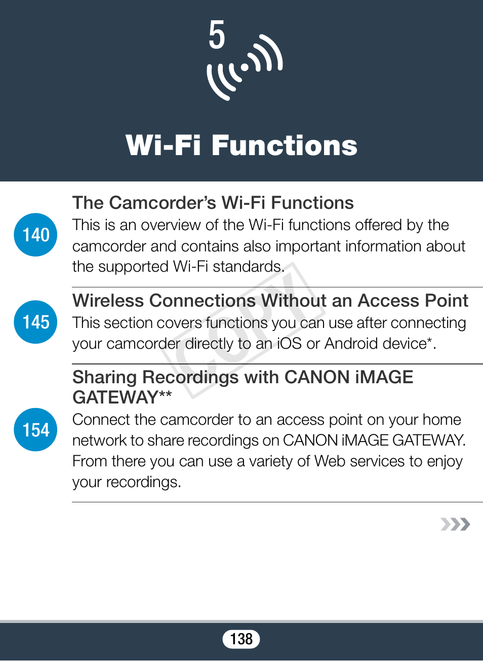 Wi-fi functions, C op y | Canon VIXIA mini User Manual | Page 138 / 253