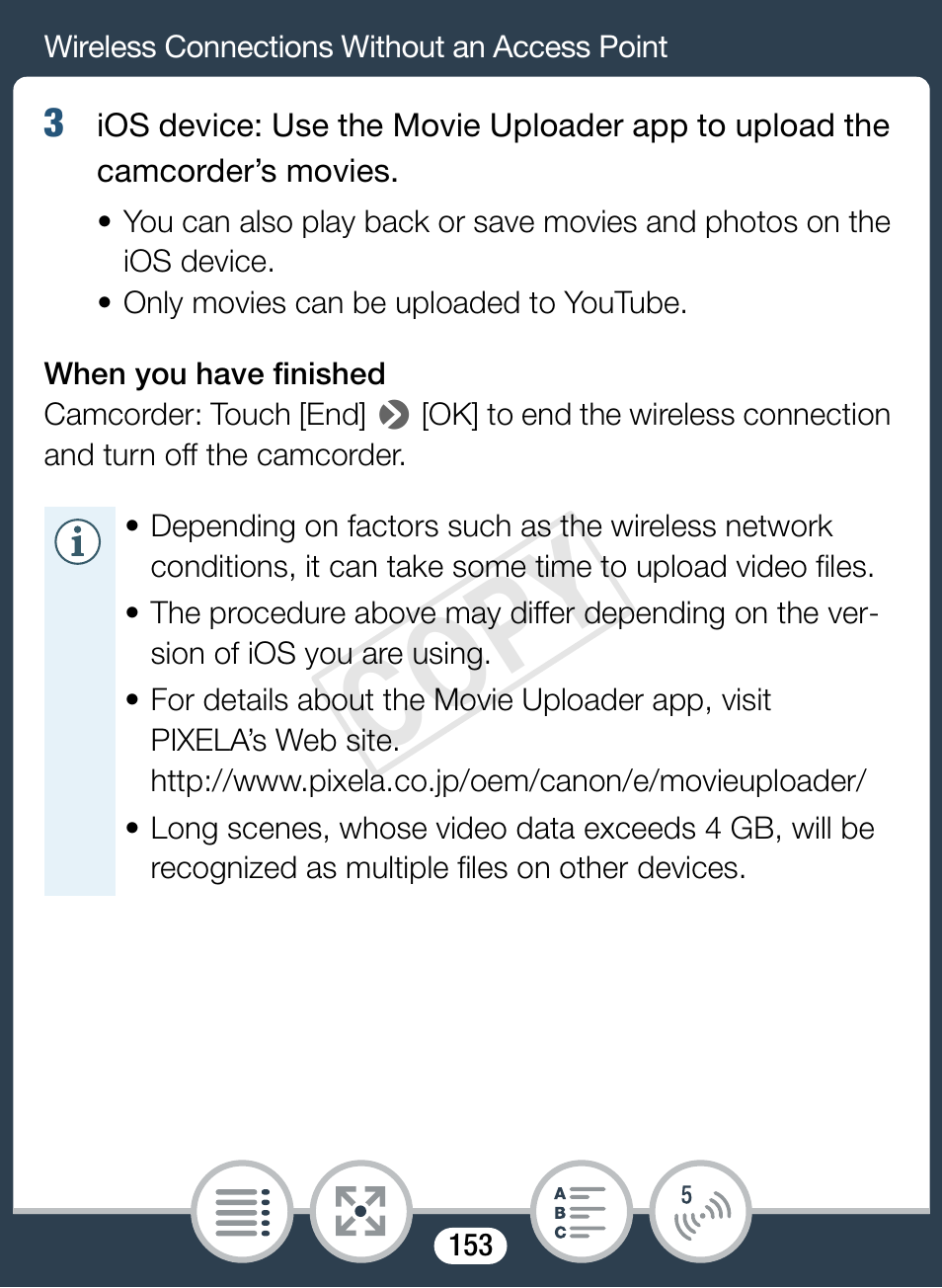 Cop y | Canon VIXIA mini User Manual | Page 153 / 253
