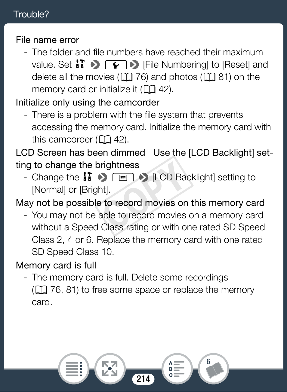 Cop y | Canon VIXIA mini User Manual | Page 214 / 253