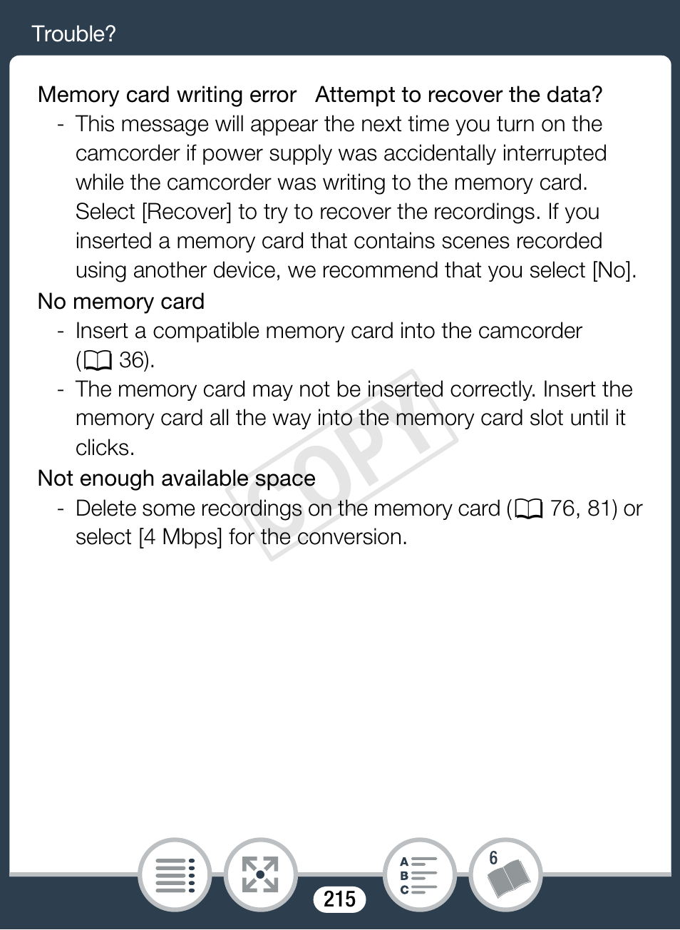 Cop y | Canon VIXIA mini User Manual | Page 215 / 253