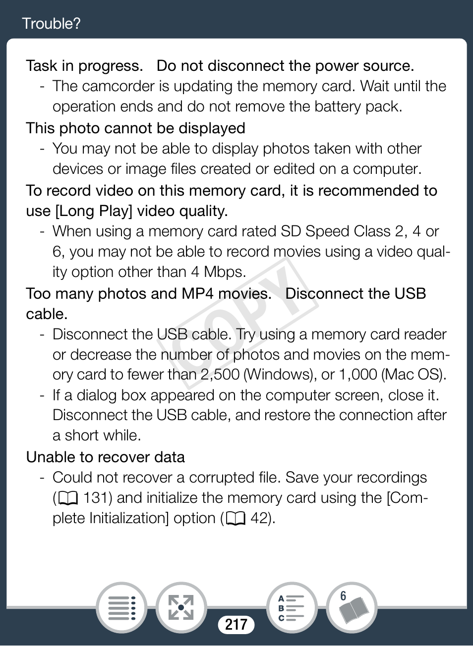 Cop y | Canon VIXIA mini User Manual | Page 217 / 253