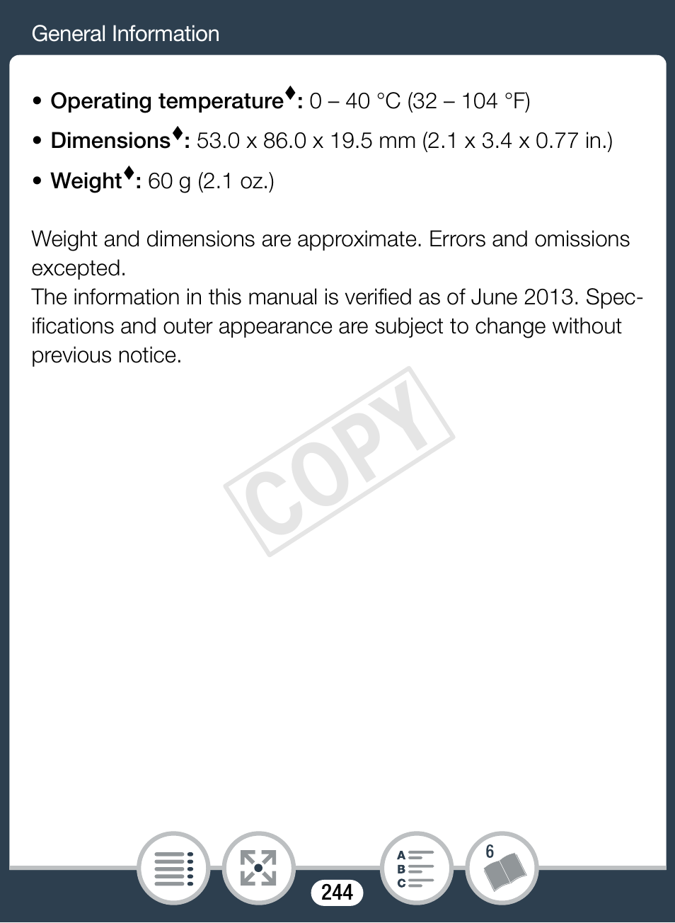 Cop y | Canon VIXIA mini User Manual | Page 244 / 253
