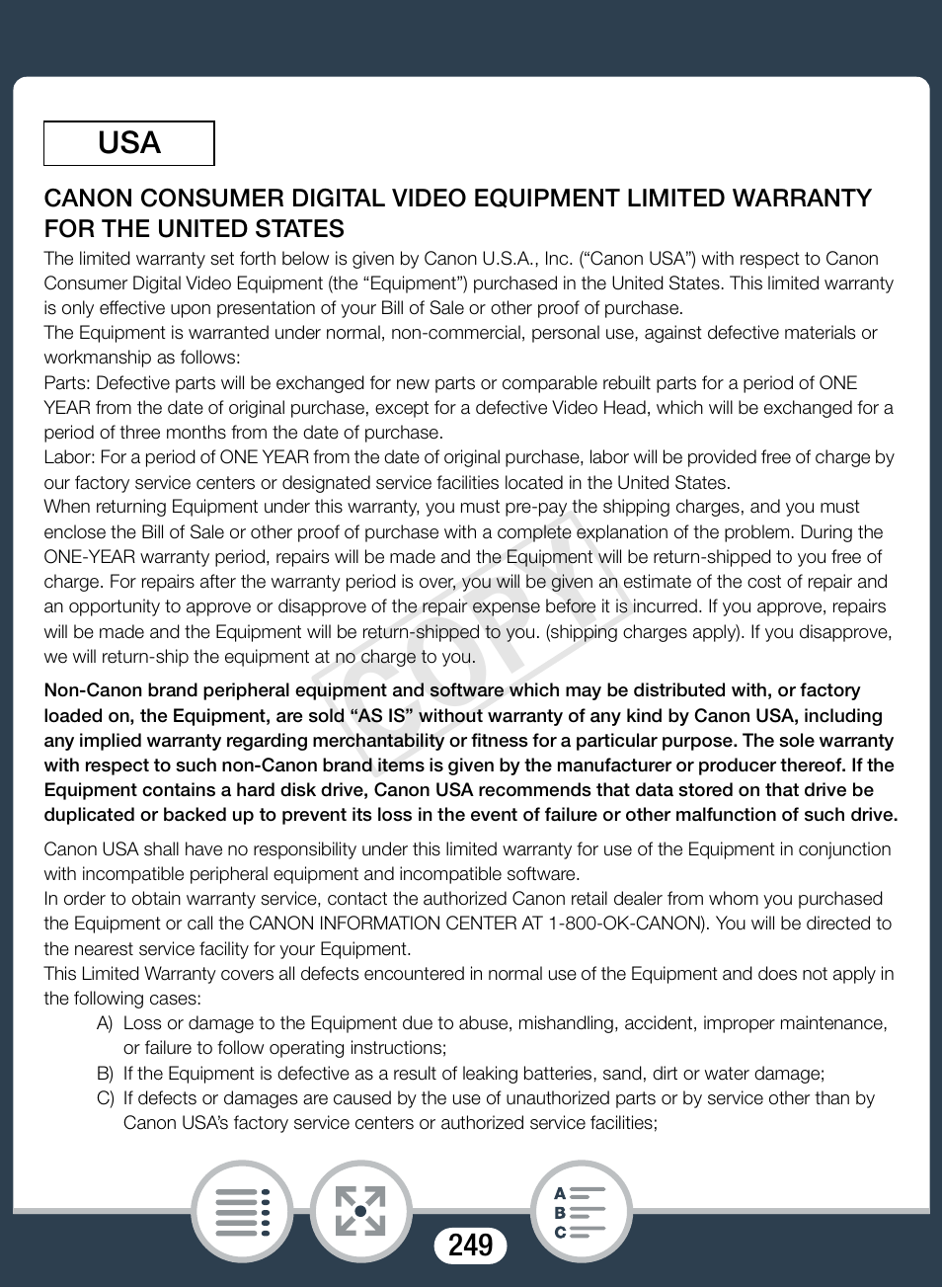 Cop y | Canon VIXIA mini User Manual | Page 249 / 253