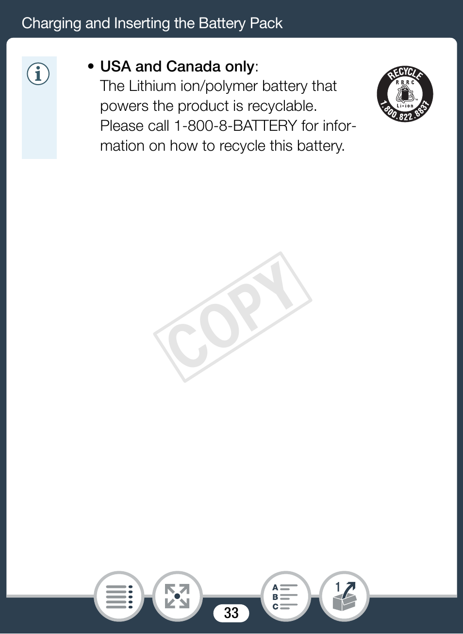 Cop y | Canon VIXIA mini User Manual | Page 33 / 253