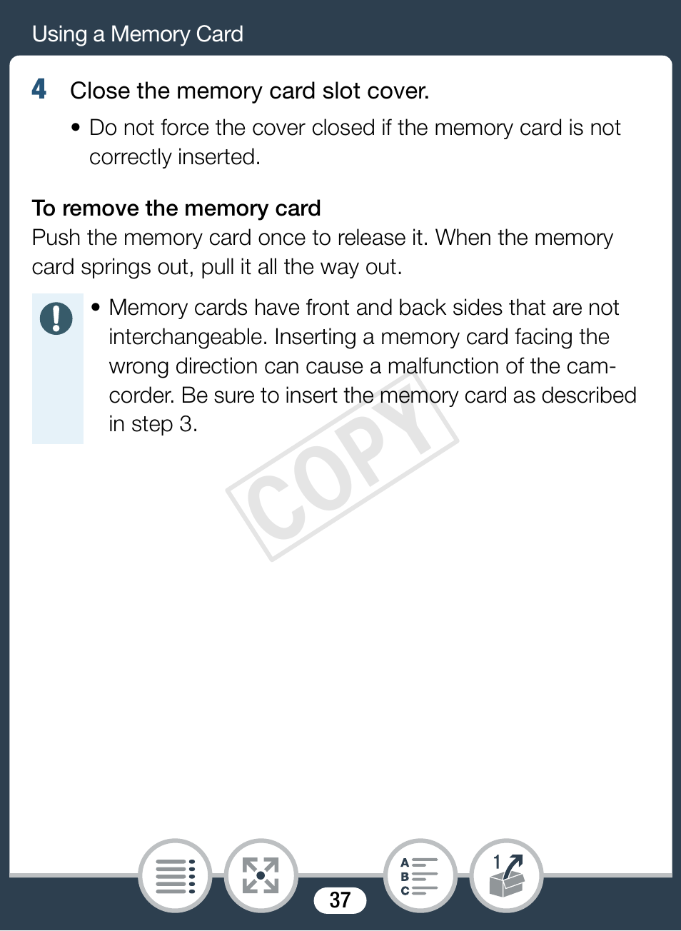Cop y | Canon VIXIA mini User Manual | Page 37 / 253