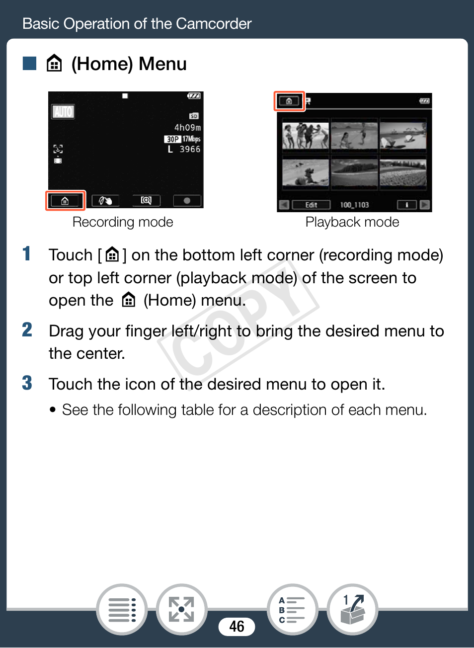 Cop y | Canon VIXIA mini User Manual | Page 46 / 253