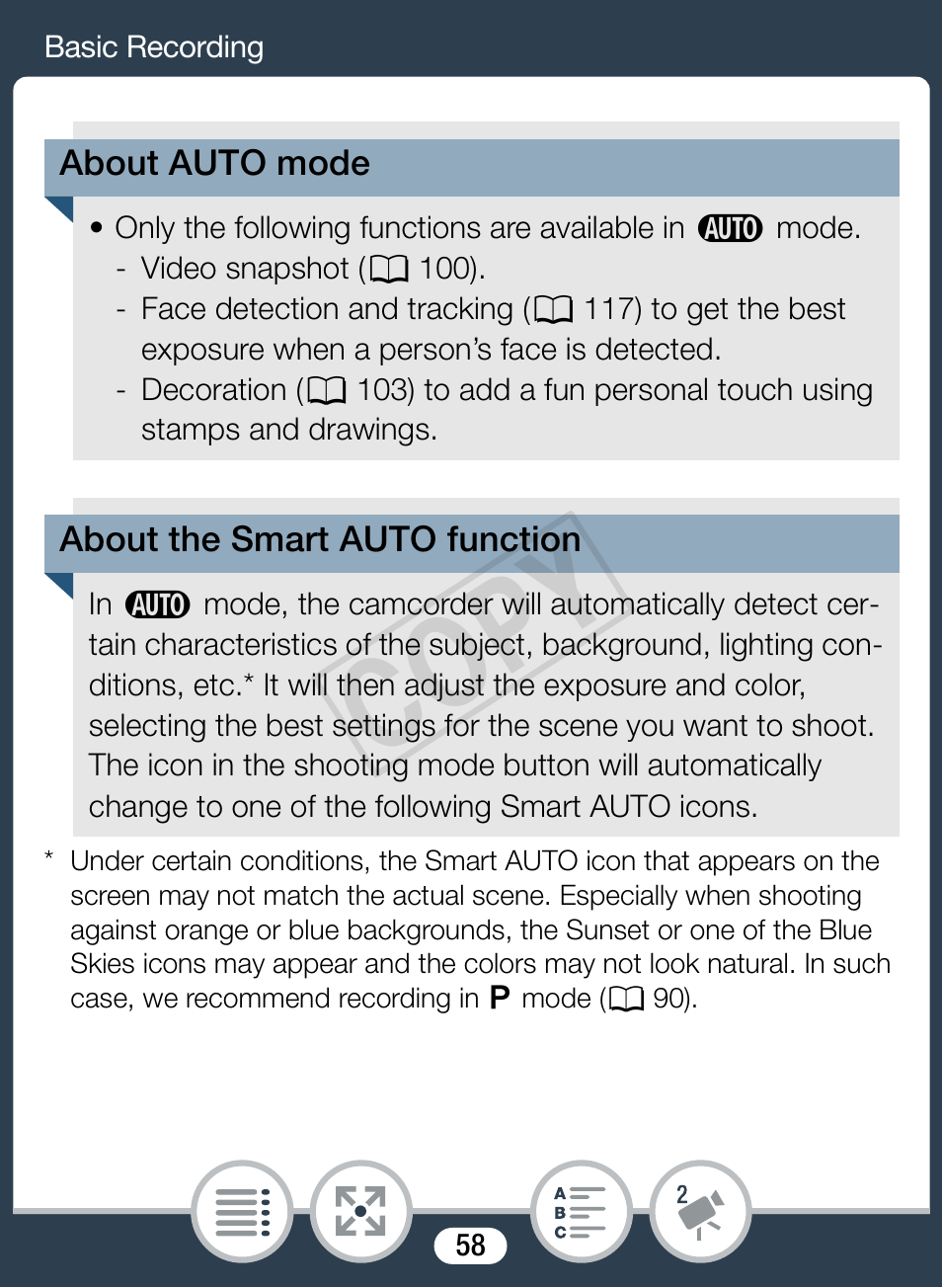 Cop y | Canon VIXIA mini User Manual | Page 58 / 253