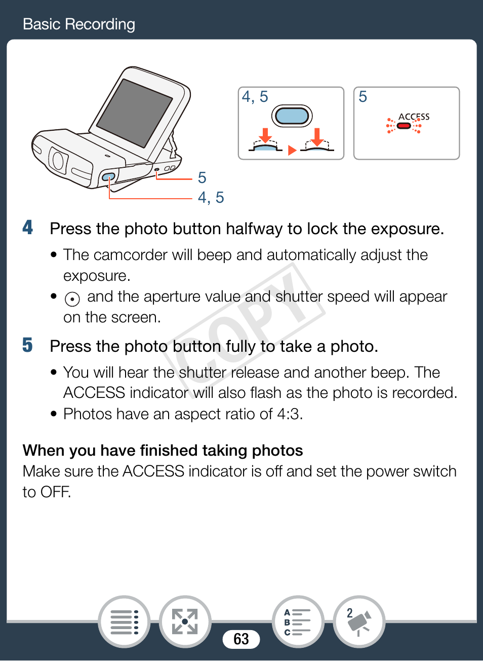 Cop y | Canon VIXIA mini User Manual | Page 63 / 253