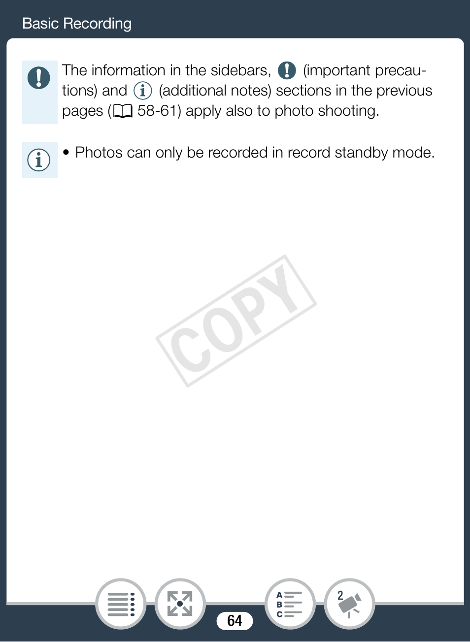 Cop y | Canon VIXIA mini User Manual | Page 64 / 253